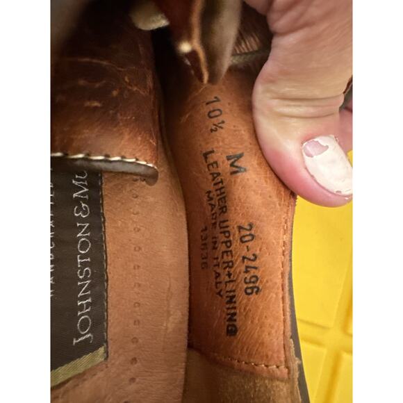 Johnston & Murphy Men's Shoes Brown Lace Up Round Toe Leather 10.5 Handcrafted - Picture 4 of 7